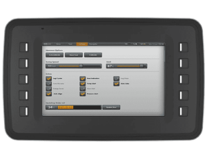 CCpilot VA – programmerbar 7-tums pekskärmsdator från CrossControl med formsprutad kapsling, ljusavkännande front och sidoknappar för styrning i krävande miljöer.